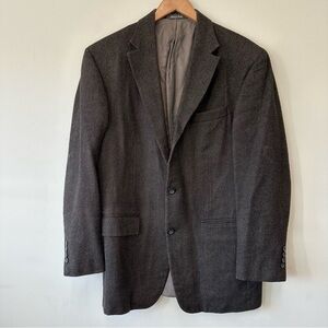 Oscar de la Renta 100% Lambswool Brown 3 Button Blazer